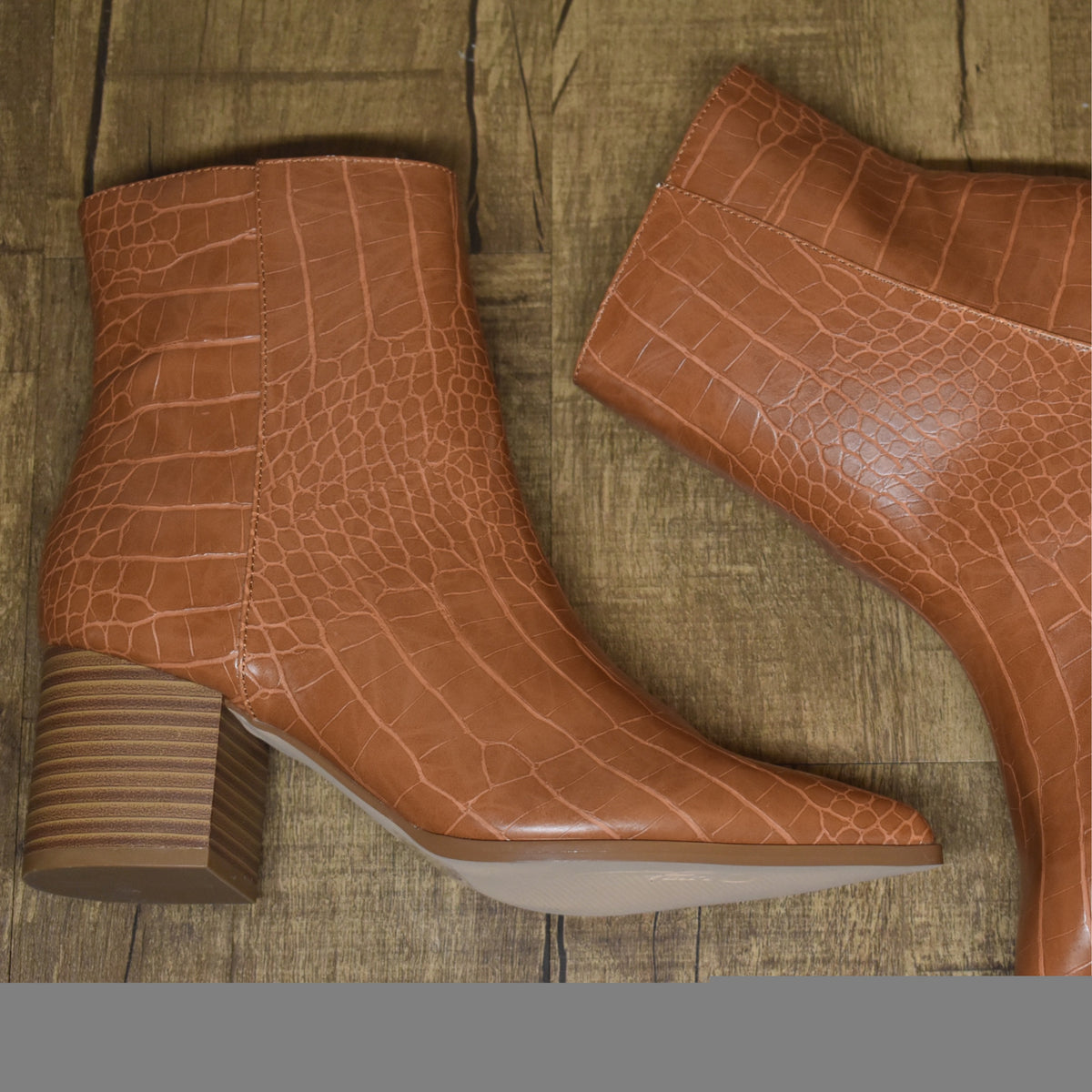 Tan croc ankle boots hot sale